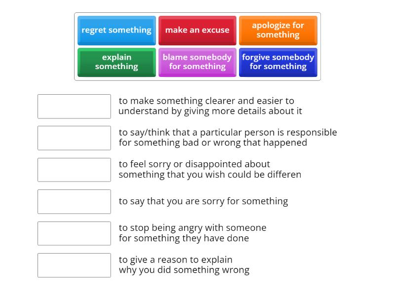 Apologies, Excuses, And Promises - Match Up