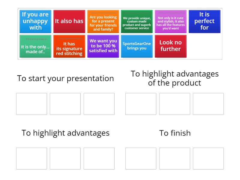 Presentation stages - Group sort