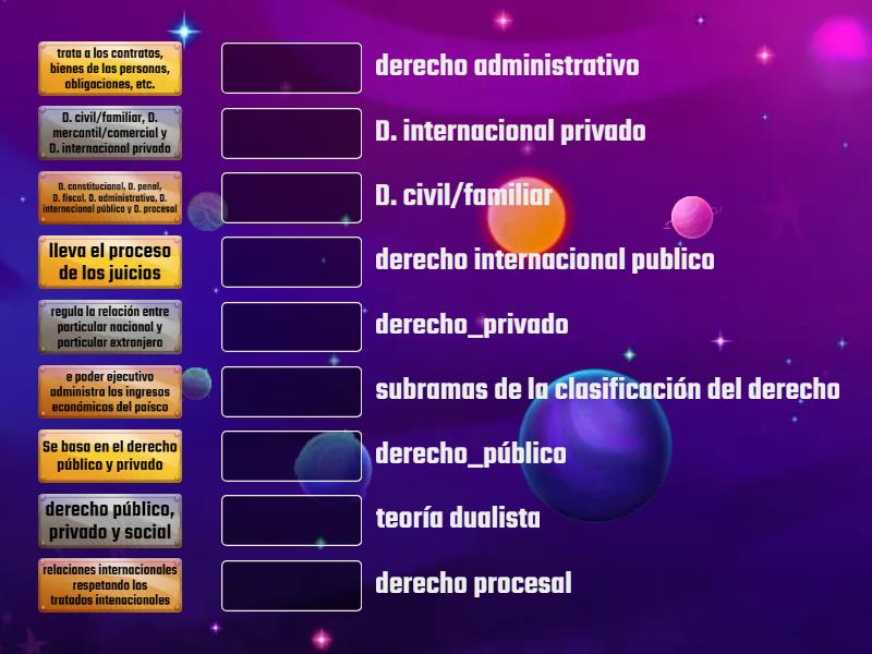 CLASIFICACIÓN DEL DERECHO - Match up