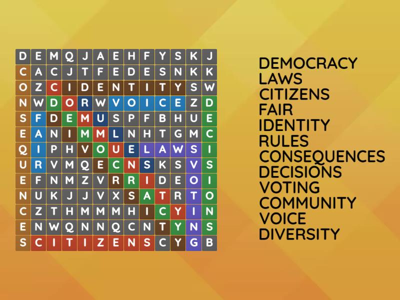 Democracy - Wordsearch