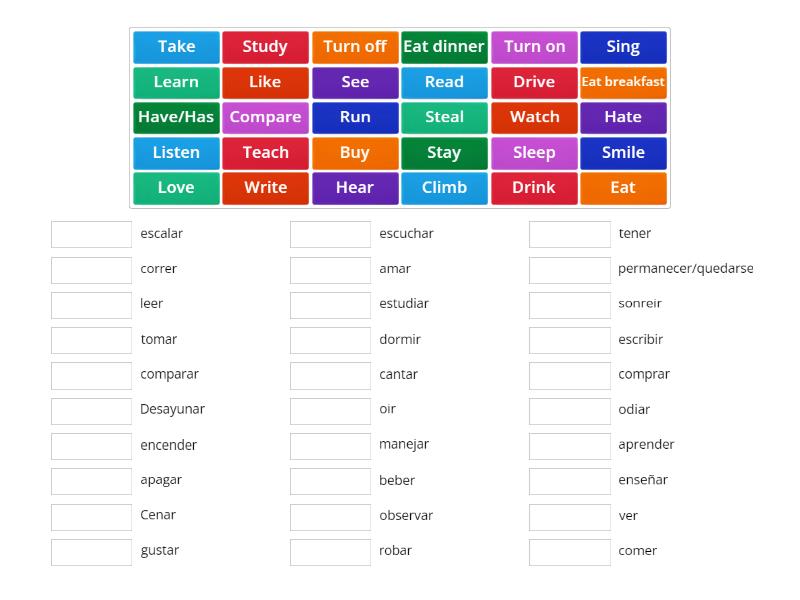 VERBS (SIMPLE PRESENT) - Match up