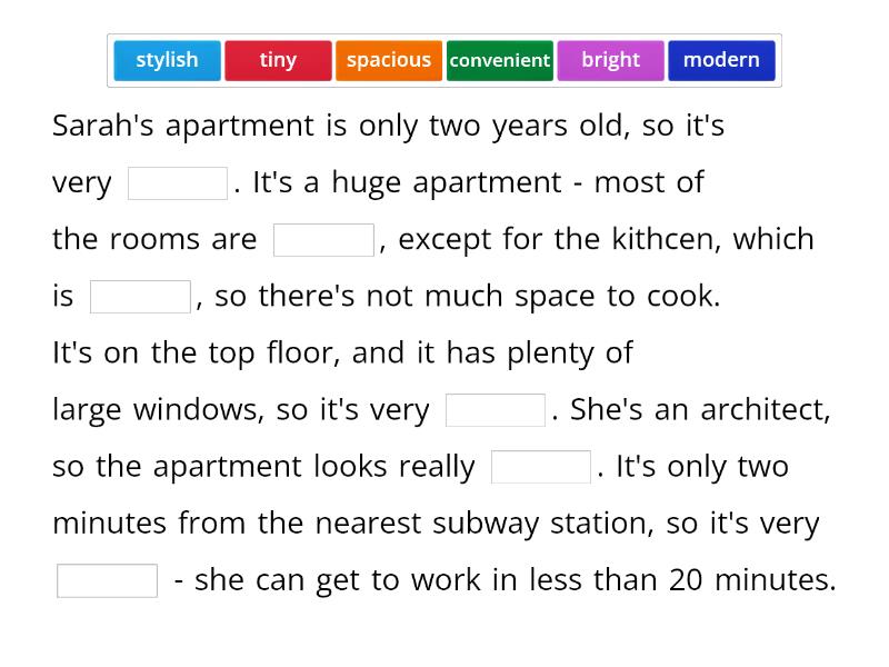 Classic 3A Unit 4C Describing homes - vocabulary 2 - Completa la oración