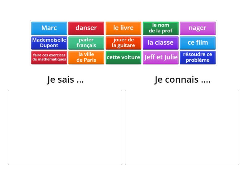 SAVOIR Ou CONNAITRE: Découverte (débutant) - Catégoriser
