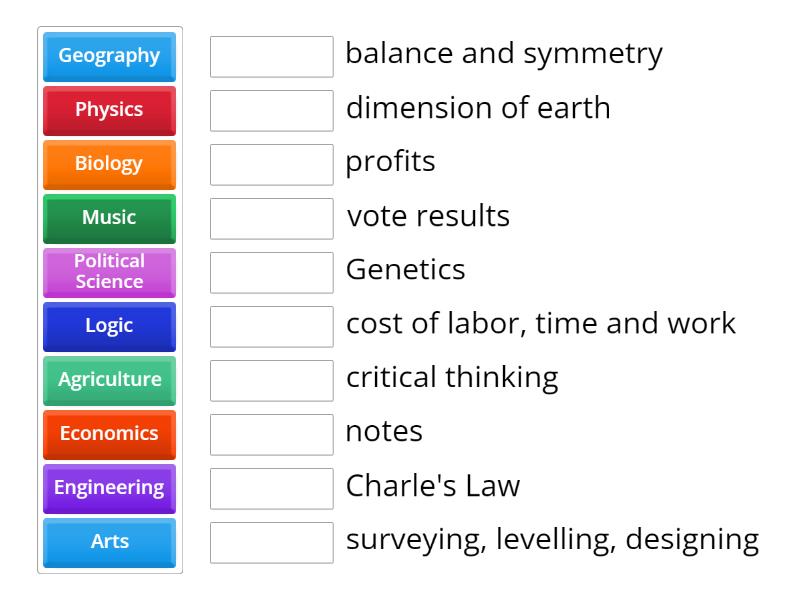 Applications of Math - Match up