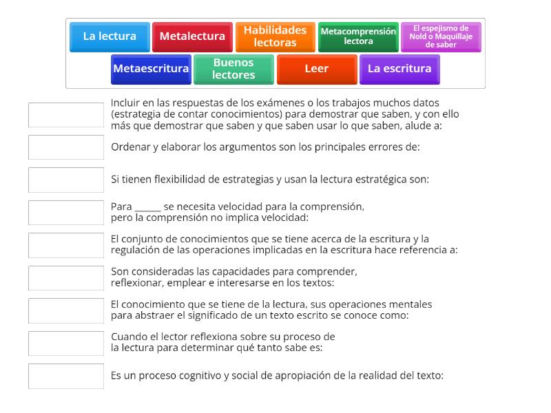 TEMA 5. Metaescritura y metalectura - Match up