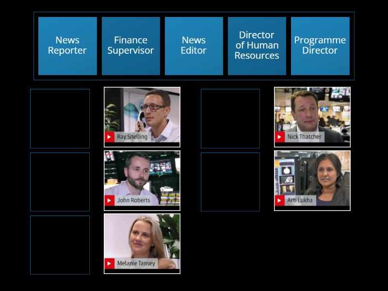 A news organisation - roles - Match up