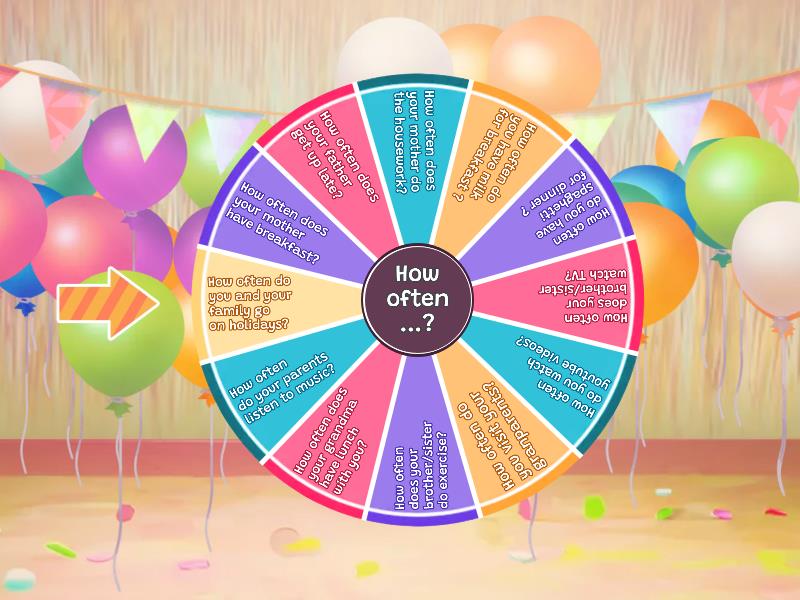 Speaking practice - Adverbs of frequency - Present simple - Spin the wheel