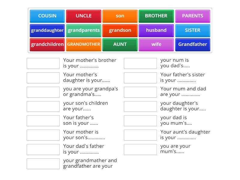 FAMILY MEMBERS - Match up