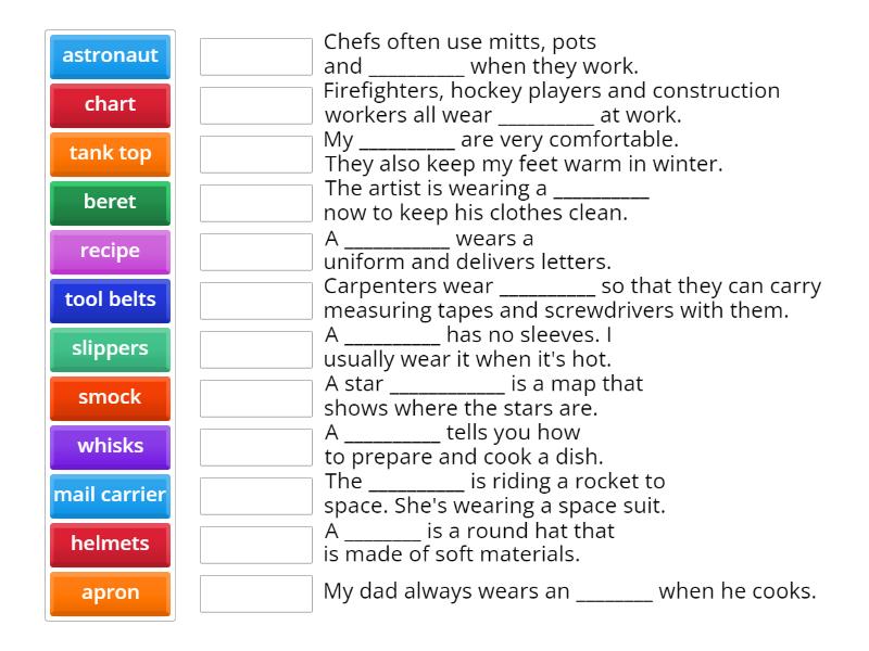 Clothesline Clues to Jobs People Do - Match up