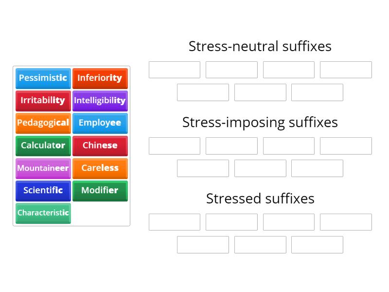 Word Stress Suffixes Group Sort