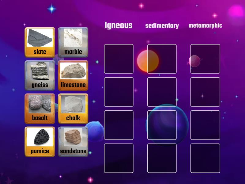 Classify rocks - Group sort
