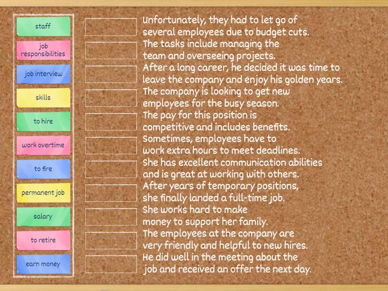 Job words - Match up