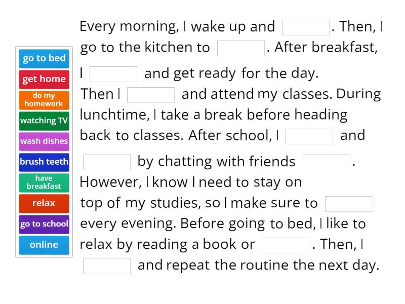 Daily routine - Complete the sentence