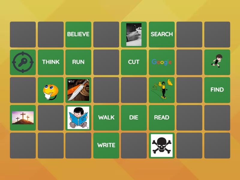 Memory game verbs matching pairs