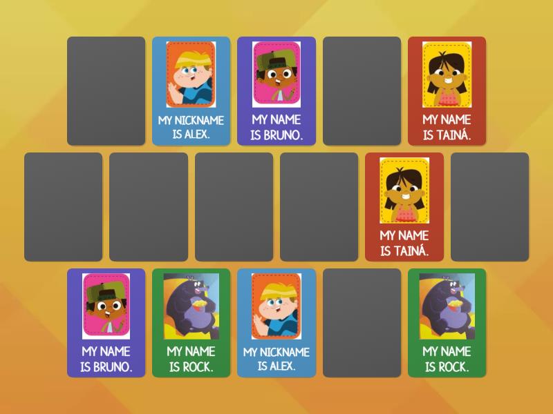 Unit 1: Names and Nicknames - 2° ano - Matching pairs
