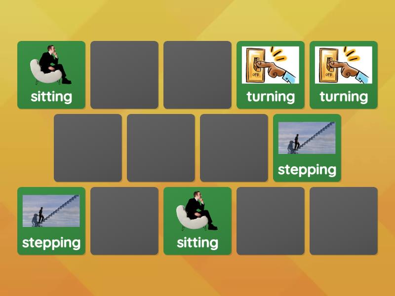 Memory game verbs matching pairs