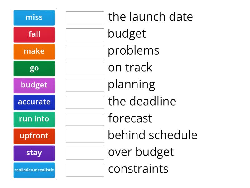 Business Result Upper U3 On Schedule Vocabulary . - Match up