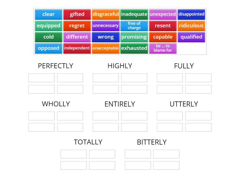 Adverb Collocations Part 1 Group Sort