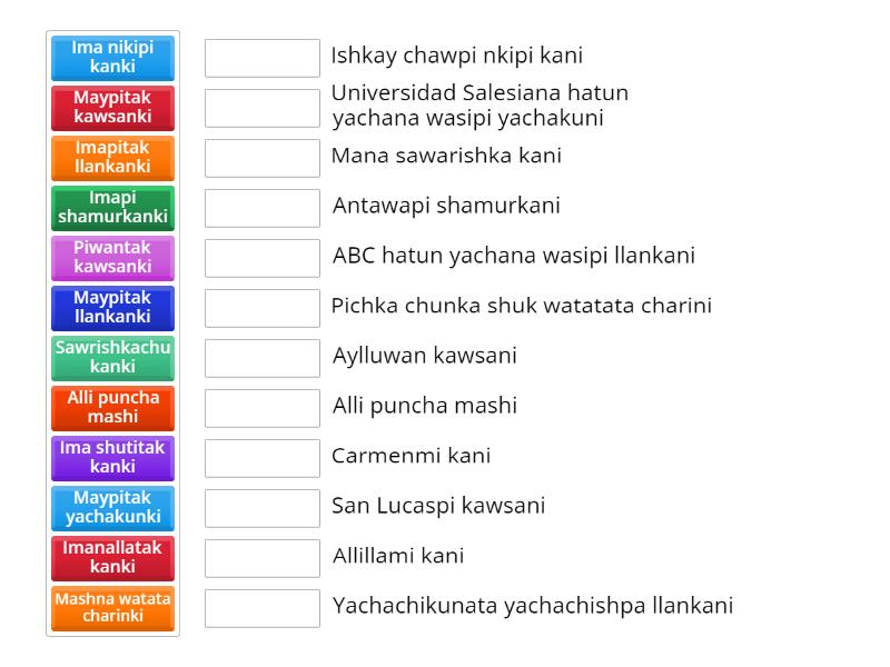 RIMARIKUNA/Dialogo - Match up