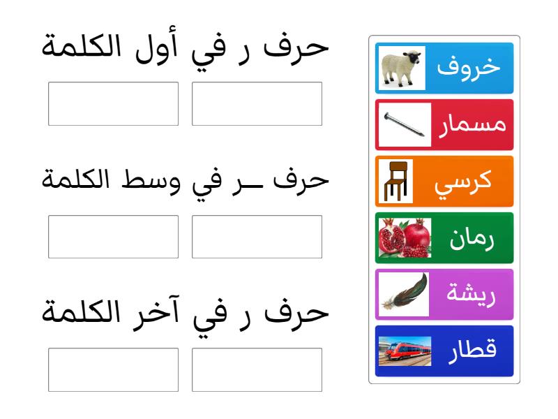 مواقع حرف (ر ) - فرز المجموعات