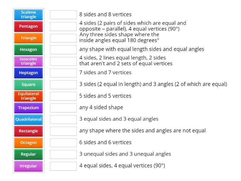 Shape VIP quiz Match up