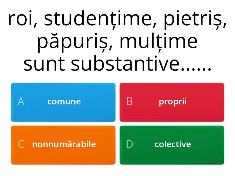 Evaluare - Clasa A6a- Substantivul - Quiz