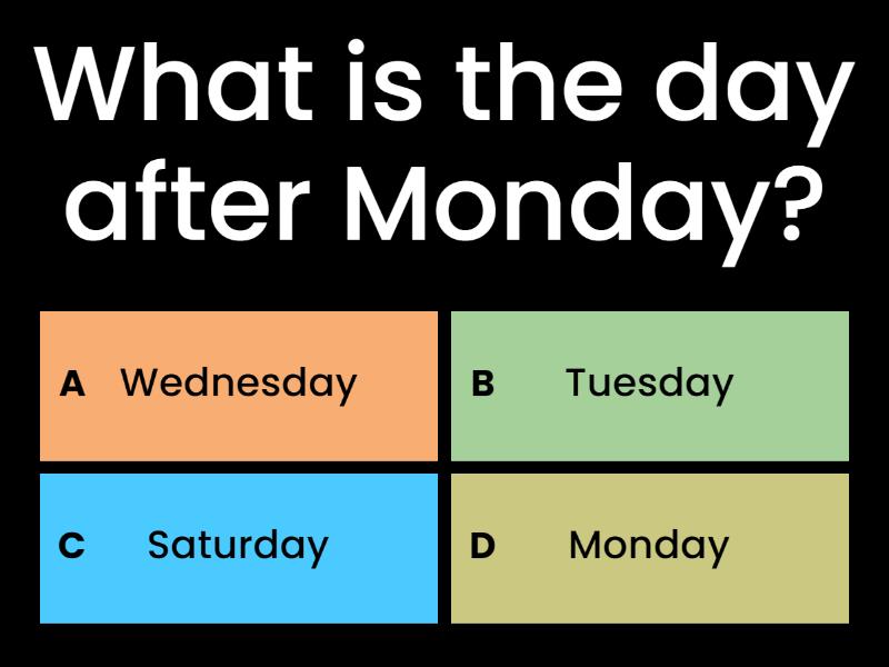 Days of the week: before and after - Quiz