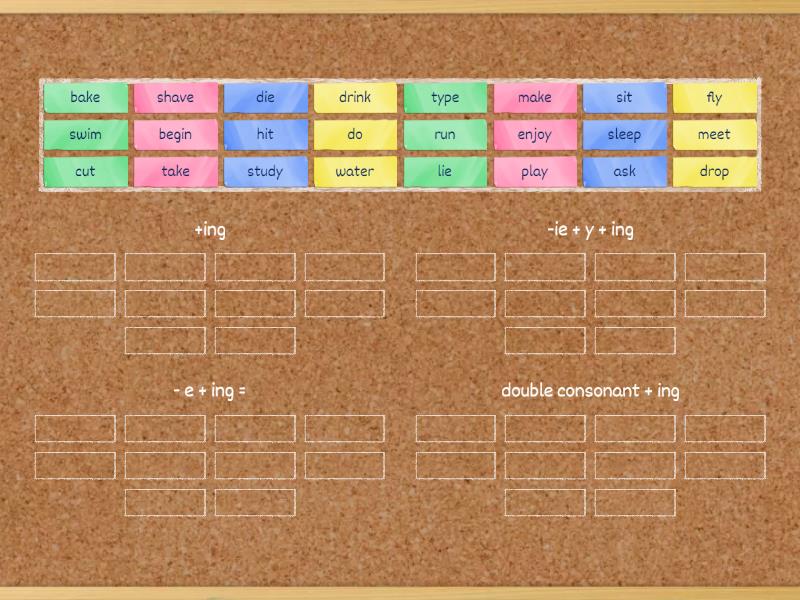 Present Continuous - Spelling - Group sort