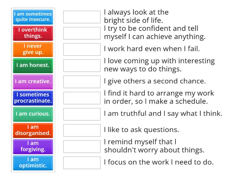 Character Strengths and Weaknesses - Match up