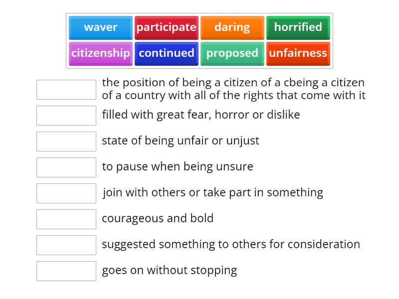 Vocabulary Wonders Unit 5 Week 4 - Match up