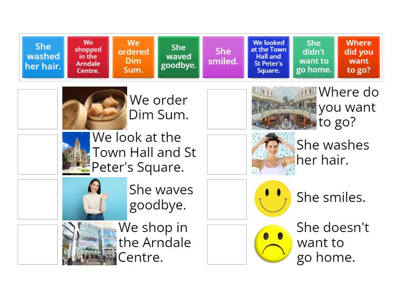 Matching present simple and past simple regular verbs - Match up