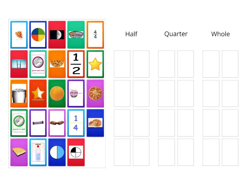 Wholes, halves and quarters. - Group sort