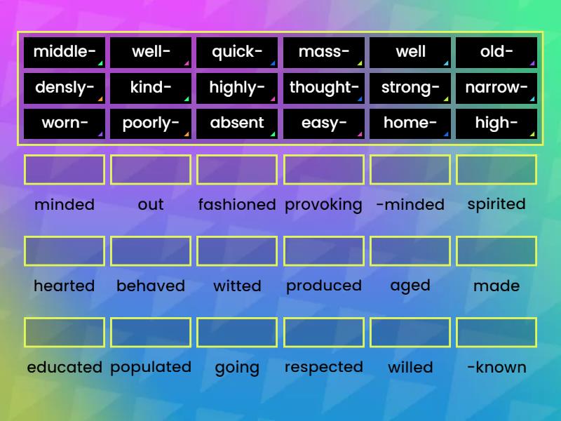 EC I3 Unit 1B Activity 8 - Compound adjectives - Match up