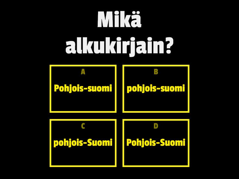 Alkukirjaintesti - Quiz