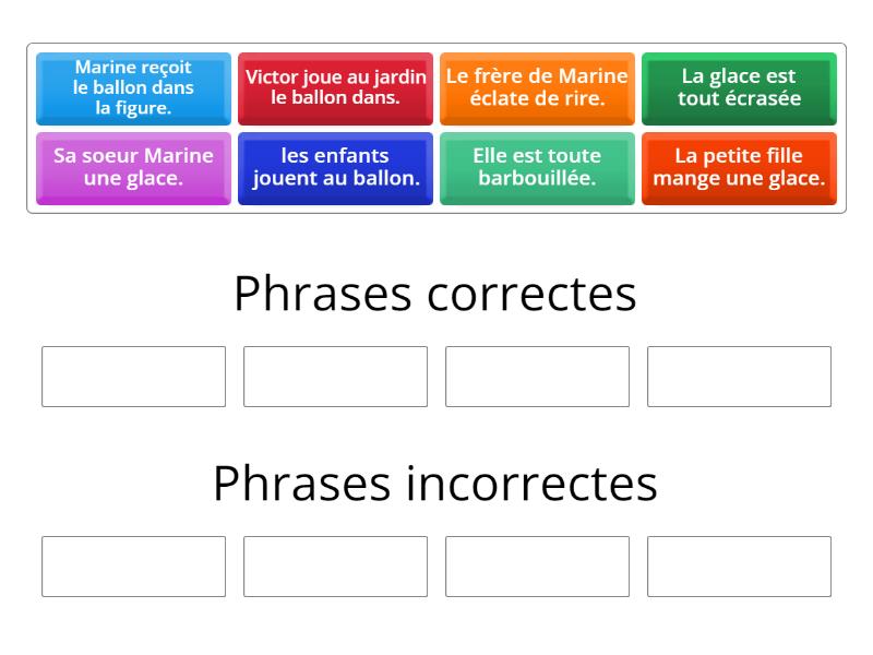 Identifier une phrase correcte - Group sort