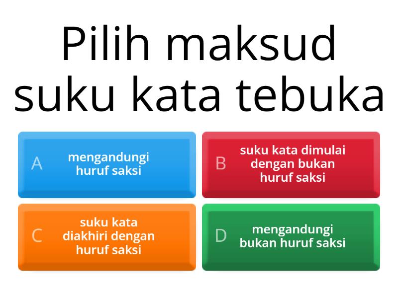 Suku Kata Terbuka Dan Suku Kata Tertutup - Quiz