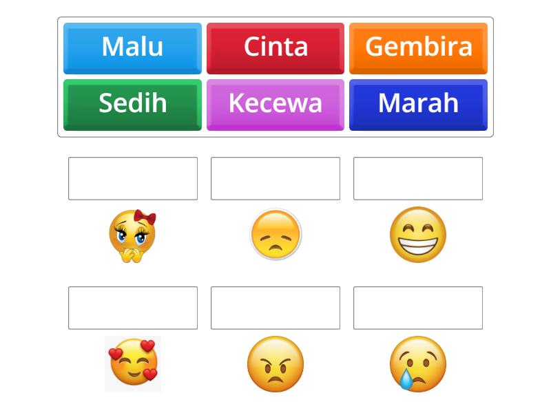 Padankan Kata Adjektif Perasaan dengan gambar yang betul. - Match up