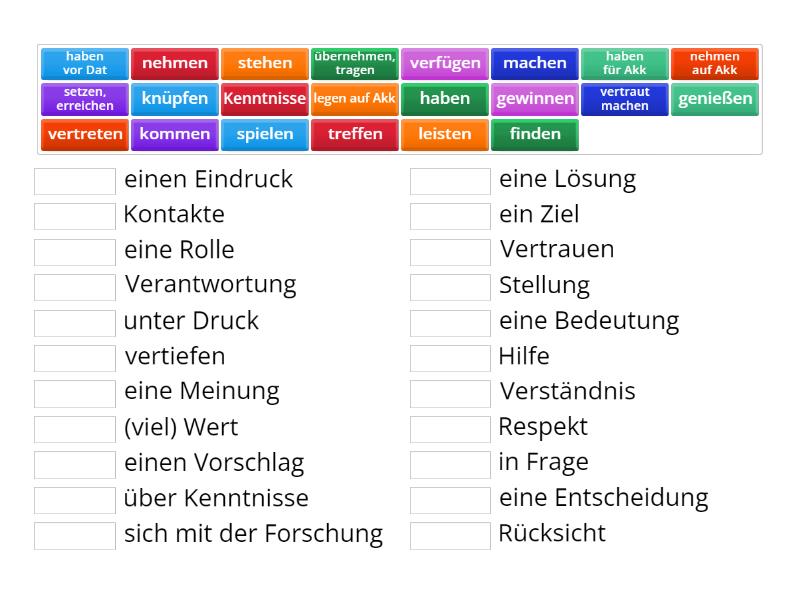 Nomen-Verb-Verbindungen Sicher B2.2 - Match Up