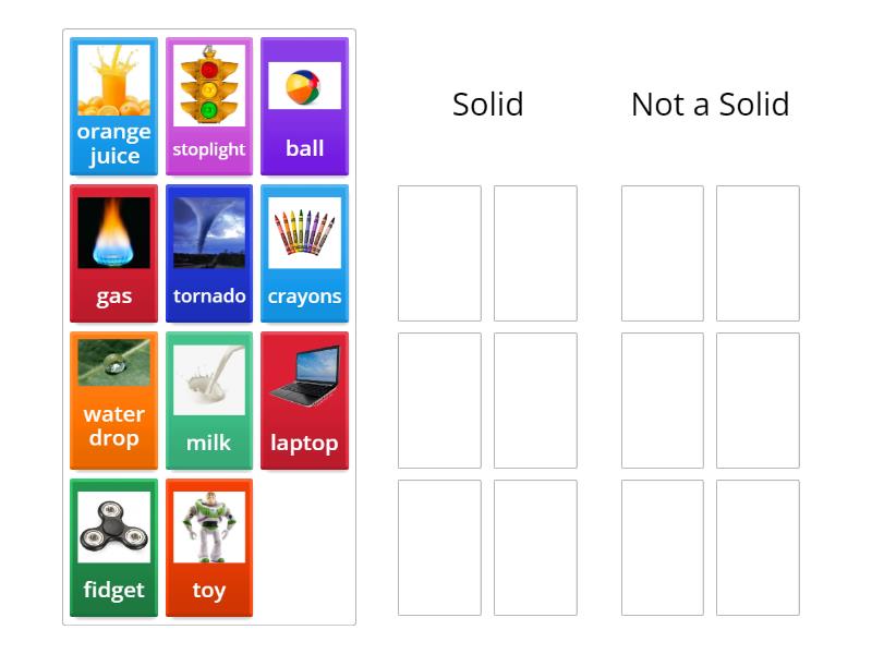 States of Matter: Solid vs. Not a Solid - Group sort