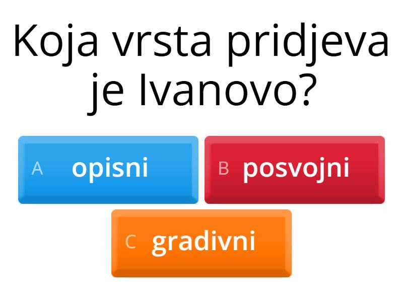 pridjevi, brojevi i zamjenice - Quiz