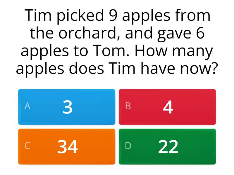 Word Problems on Addition & Subtraction - Quiz