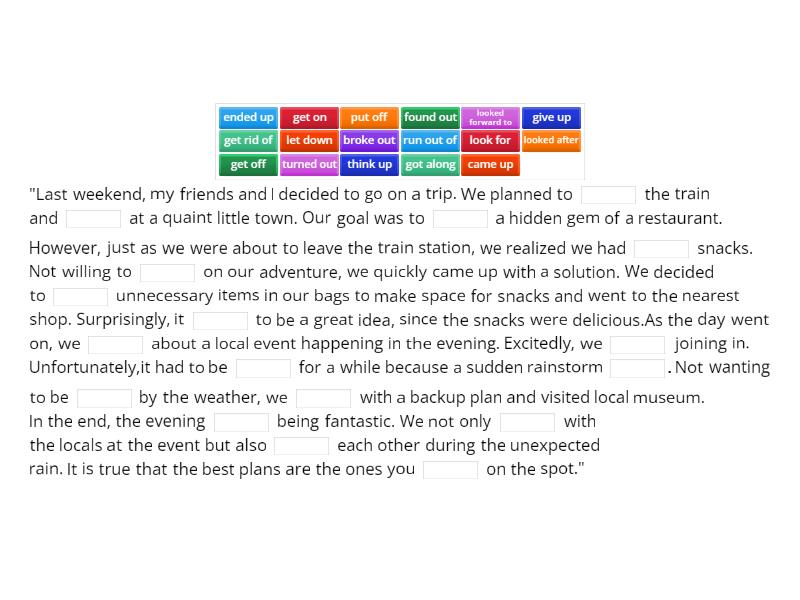 Open Cloze Phrasal Verbs