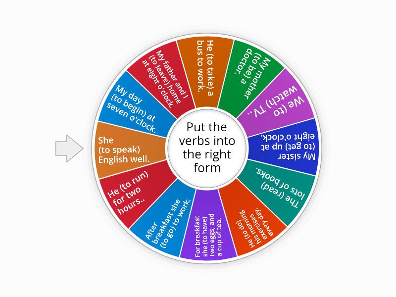 Present Simple Wheel - Spin the wheel