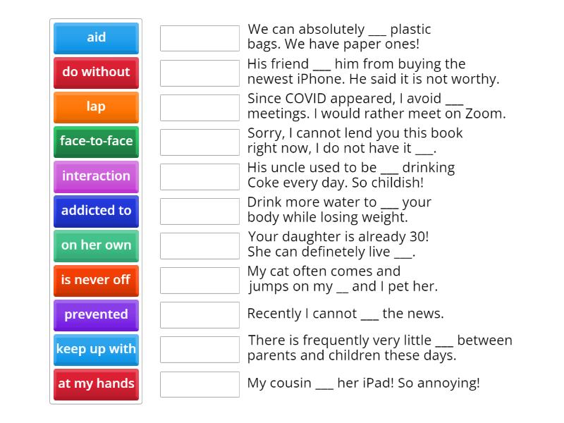 SpeakOut B1+ Unit 1D Vocabulary - Match up