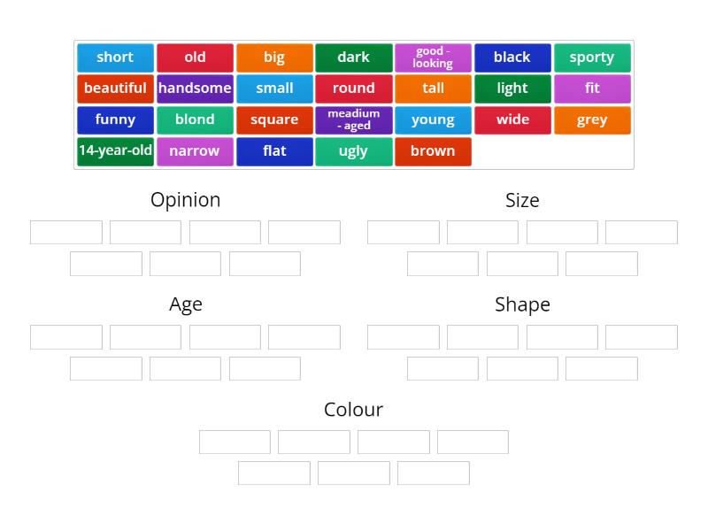 Order of Adjectives - Group sort