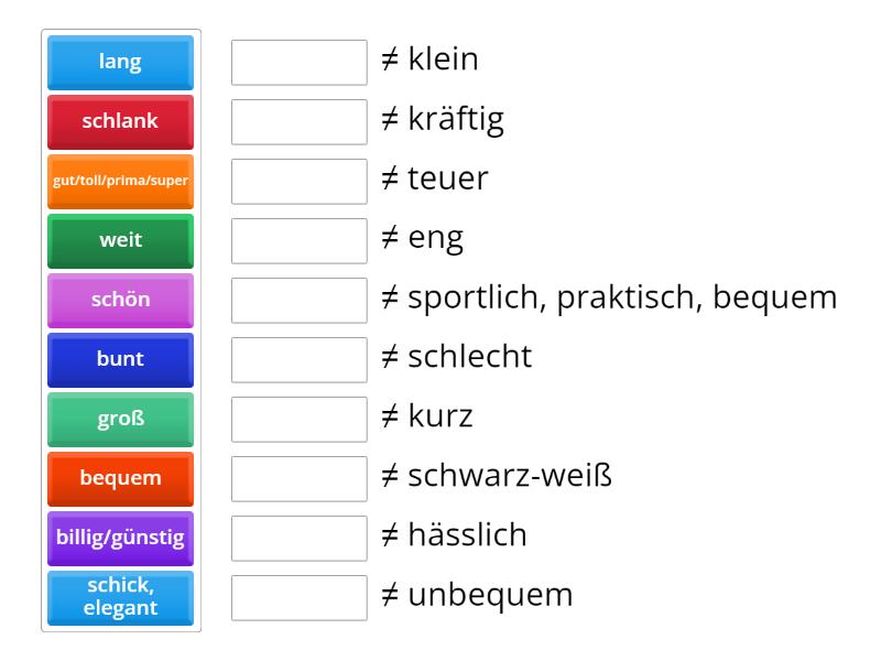 A1.2 - L20 - Adjektive und ihre Gegenteile - Match up