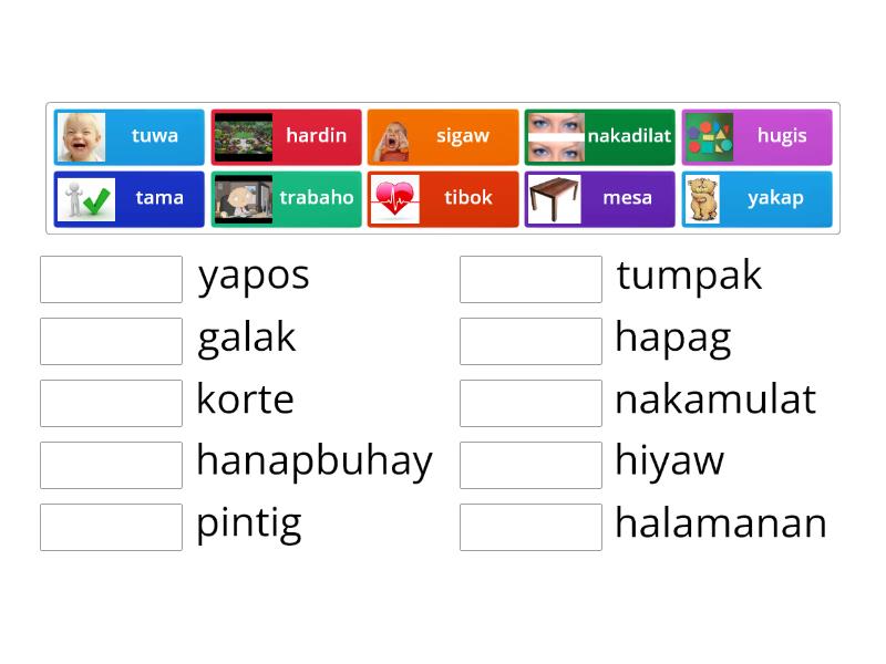 Mga Salitang Magkasingkahulugan Match Up