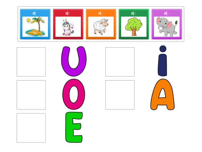 Coloca Las Figuras Con La Vocal Que Corresponde Según Su Sonido Match Up 0314