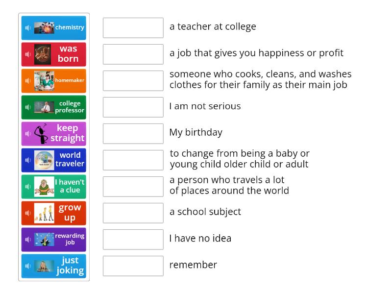 speaking pre-task 1 - Match up