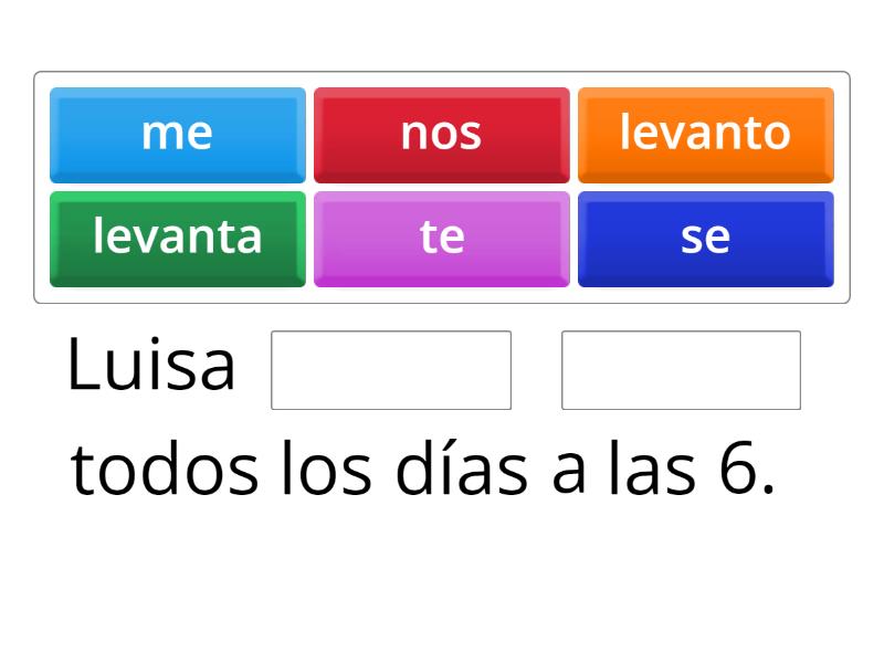 8 Verbos reflexivos: Completar con verbos y pronombres me, se, te, nos ...